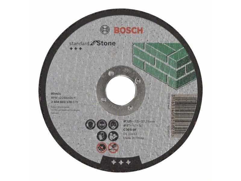 Ravna rezalna plošča Bosch Standard for Stone C 30 S BF, Pakiranje: 25kos, Dimenzije: 125x22,23x3mm, 2608603178