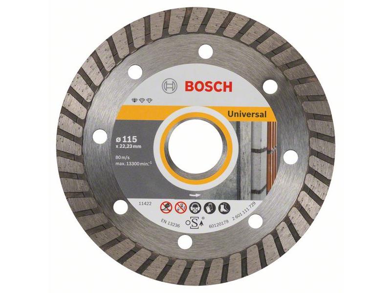 Diamantna rezalna plošča Bosch Standard for Universal Turbo, Pakiranje: 10kos, Dimenzije: 115x22,23x2x10mm, 2608603249