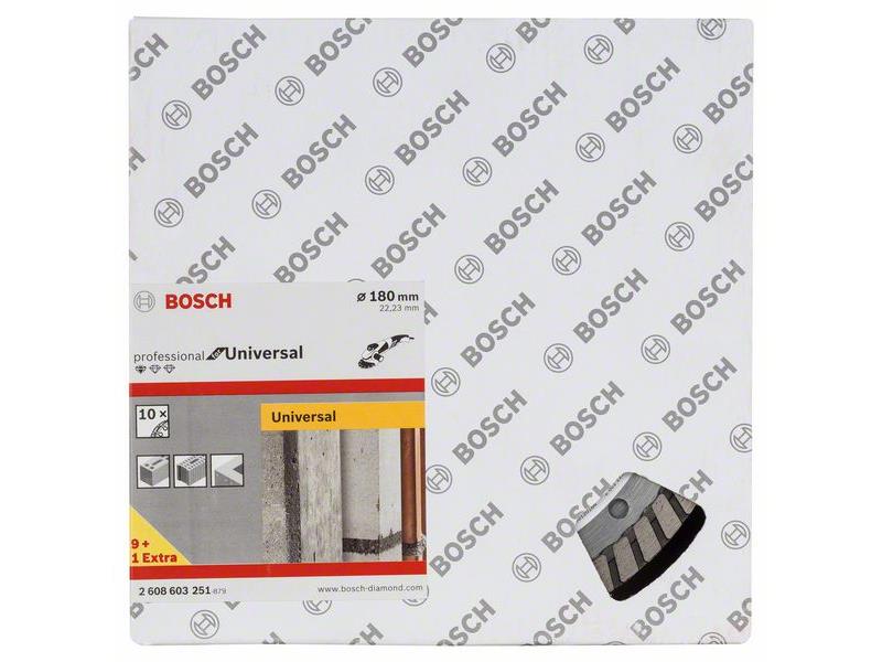 Diamantna rezalna plošča Bosch Standard for Universal Turbo, Pakiranje: 10kos, Dimenzije: 180x22,23x2,5x10mm, 2608603251