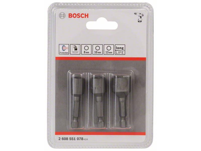 3-delni komplet natičnih ključev Bosch, Dimenzije: 8x50, 10x50, 13x50mm, 2608551078