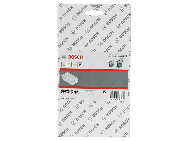 Plosko naguban filter iz poliestra za Bosch, Velikost: 6150 cm2, Dimenzije: 240x140x56mm, 2607432034