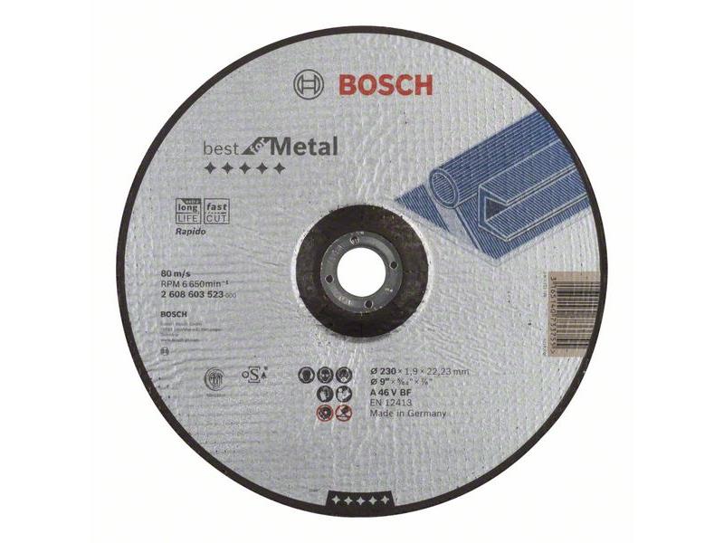 Kolenasta rezalna plošča Bosch Best for Metal-Rapido A 46 V BF, Pakiranje: 25kos, Dimenzije: 230x22,23x1,9mm, 2608603523
