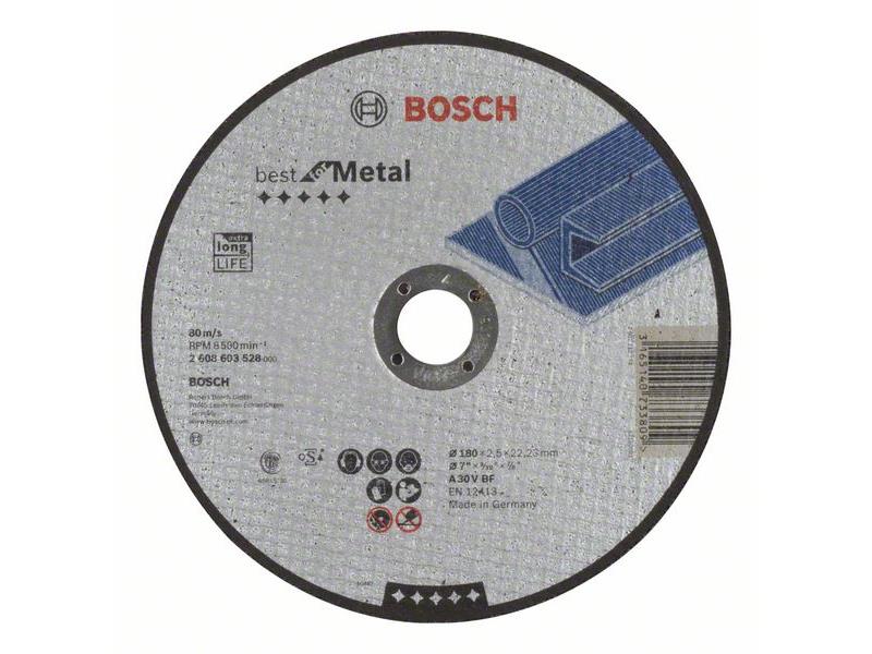Ravna rezalna plošča Bosch Best for Metal A 30 V BF, Pakiranje: 25kos, Dimenzije: 180x22,23x2,5mm, 2608603528