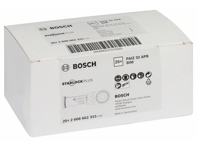 BIM potopni žagin list Bosch PAIZ 32 APB Wood and Metal, Pakiranje: 25kos, Dimenzije: 60x32mm,  2608662315