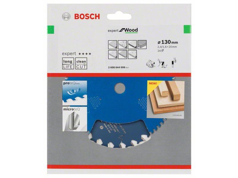 List za krožne žage Bosch Expert for Wood, Dimenzije: 130x20x2,4mm, Zob: 24, 2608644006