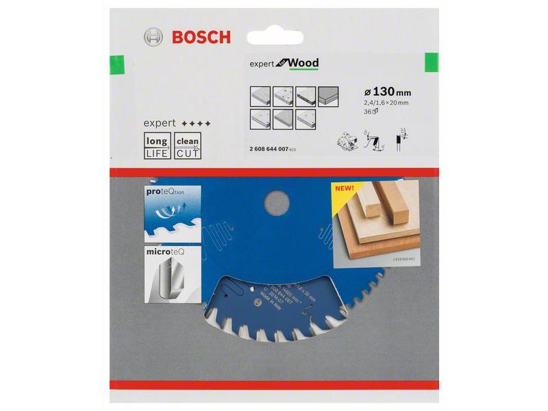 List za krožne žage Bosch Expert for Wood, Dimenzije: 130x20x2,4mm, Zob: 36, 2608644007
