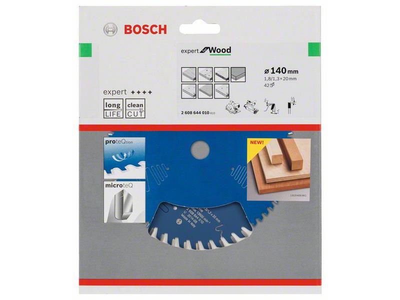 List za krožne žage Bosch Expert for Wood, Dimenzije: 140x20x1,8mm, Zob: 42, 2608644010