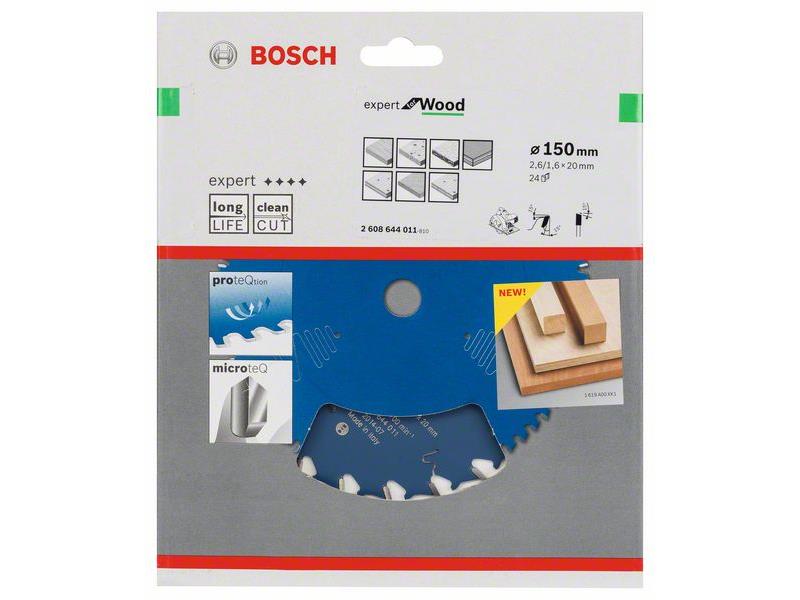 List za krožne žage Bosch Expert for Wood, Dimenzije: 150x20x2,6mm, Zob: 24, 2608644011