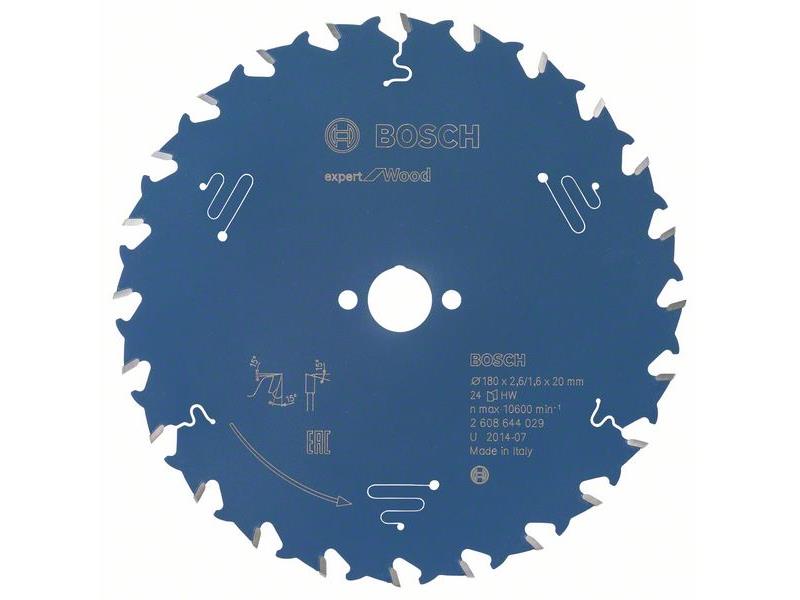 List za krožne žage Bosch Expert for Wood, Dimenzije: 180x20x2,6mm, Zob: 24, 2608644029