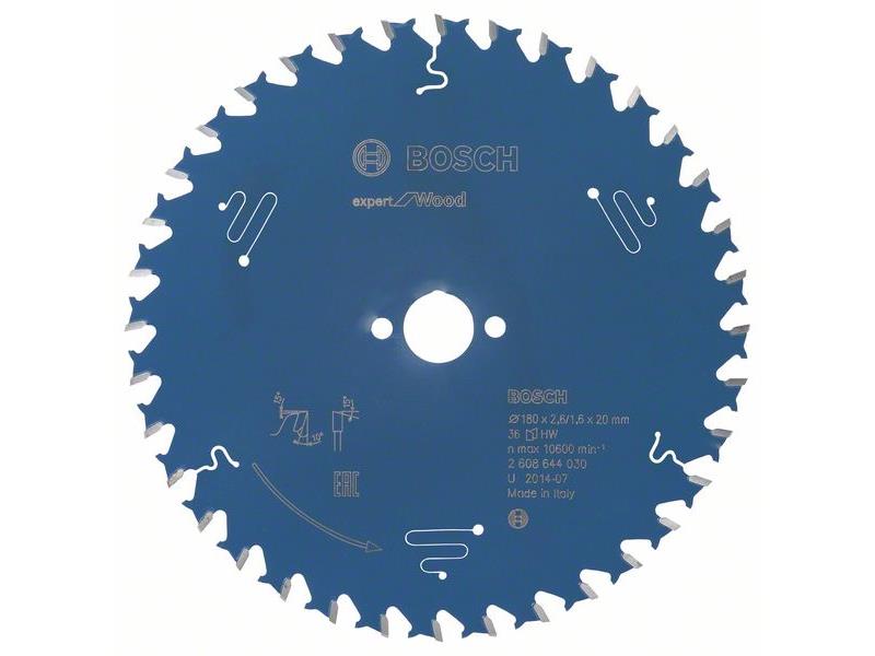 List za krožne žage Bosch Expert for Wood, Dimenzije: 180x20x2,6mm, Zob: 36, 2608644030
