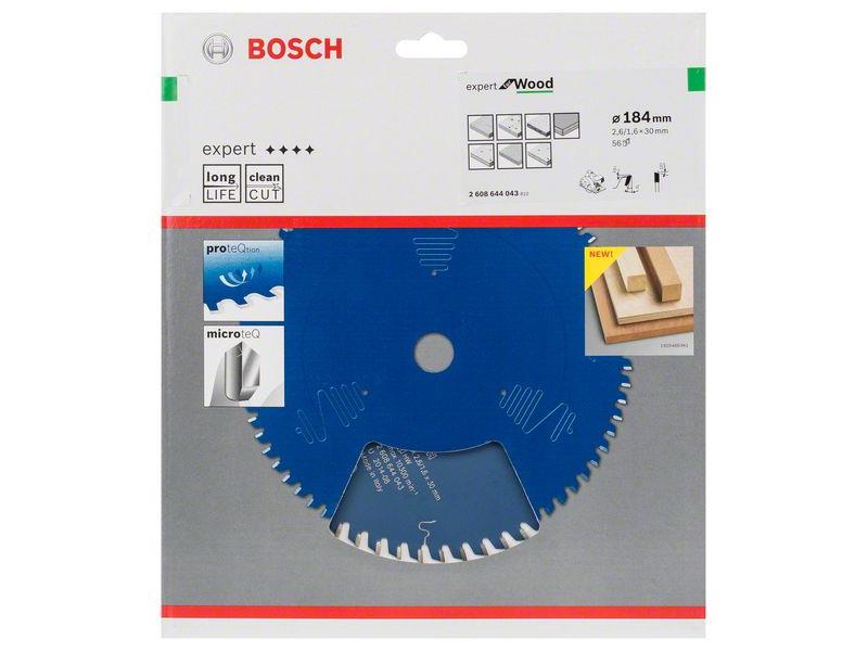 List za krožne žage Bosch Expert for Wood, Dimenzije: 184x30x2,6mm, Zob: 56, 2608644043