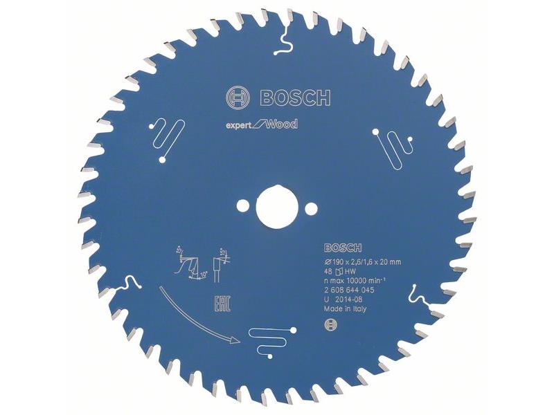 List za krožne žage Bosch Expert for Wood, Dimenzije: 190x20x2,6mm, Zob: 48, 2608644045