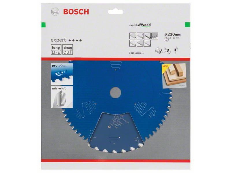 List za krožne žage Bosch Expert for Wood, Dimenzije: 230x30x2,8mm, Zob: 36, 2608644062