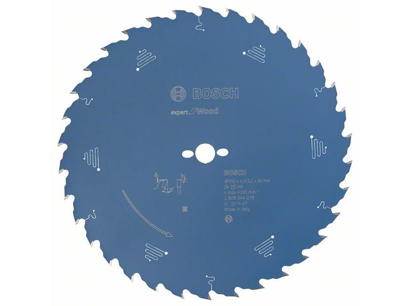 List za krožne žage Bosch Expert for Wood, Dimenzije: 450x30x4,5mm, Zob: 34, 2608644078