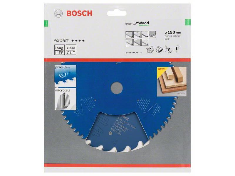 List za krožne žage Bosch Expert for Wood, Dimenzije: 190x30x2,0mm, Zob: 24, 2608644083