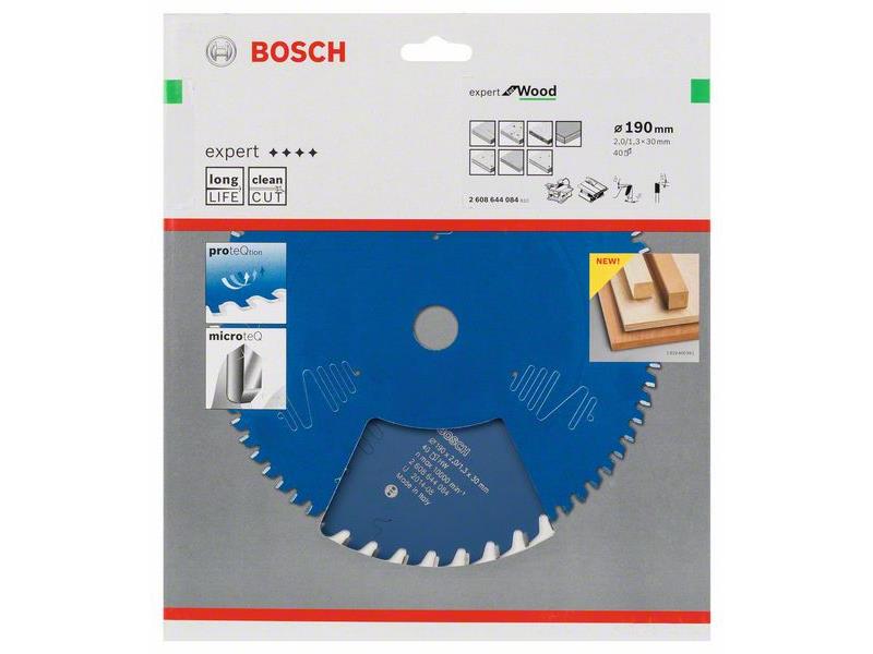 List za krožne žage Bosch Expert for Wood, Dimenzije: 190x30x2,0mm, Zob: 40, 2608644084