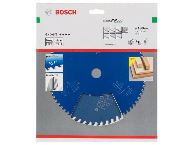 List za krožne žage Bosch Expert for Wood, Dimenzije: 190x2,4mm, Zob: 48, 2608644087