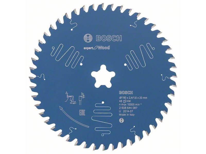 List za krožne žage Bosch Expert for Wood, Dimenzije: 190x2,4mm, Zob: 48, 2608644087