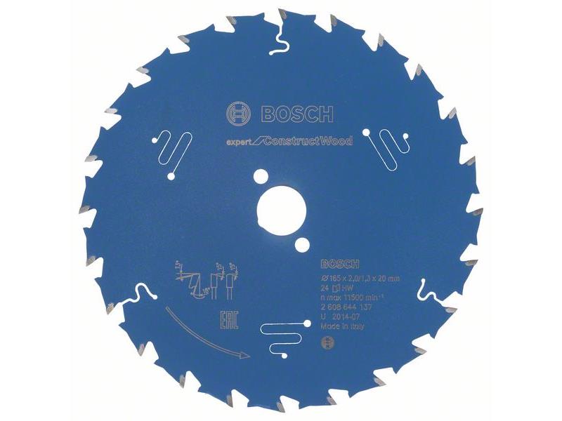 List za krožne žage Bosch Expert for Construct Wood, Dimenzije: 165x20x2mm, Zob: 24, 2608644137 