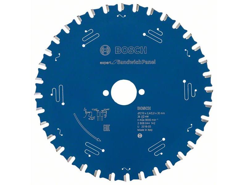 Žagin list za krožne žage Bosch Expert for Sandwich Panel, Dimenzije: 210x30x2,4mm, Zob: 36, 2608644142