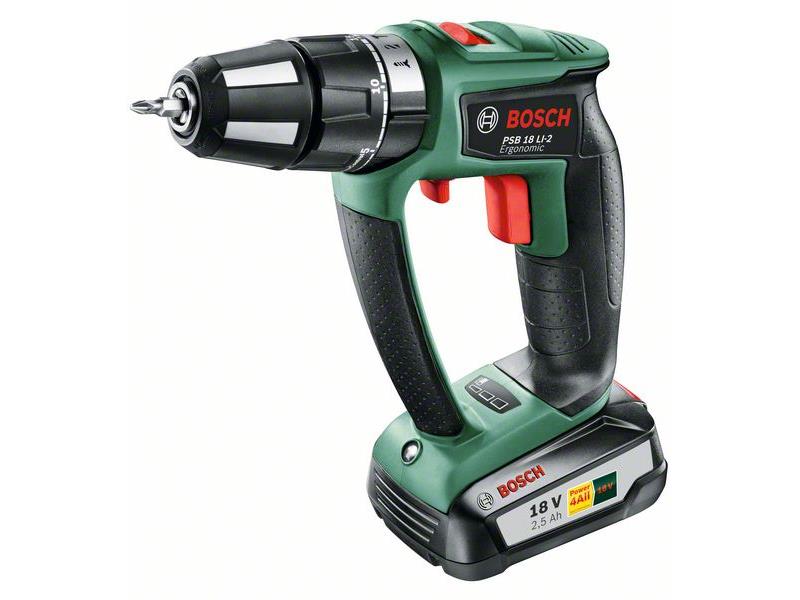 Akumulatorski udarni vrtalni vijačnik Bosch PSB 18 LI-2 Ergonomic, 18V, 13mm, 1.30kg, 06039B0300