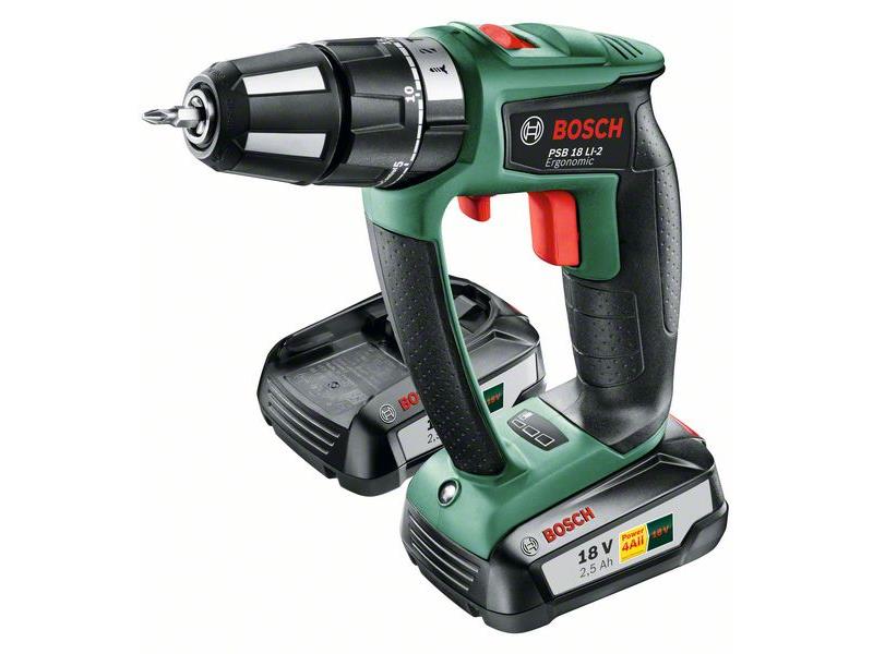 Akumulatorski vijačnik Bosch PSB 18 LI-2 Ergonomic, 18V, 13mm, 1.30kg, 06039B0301