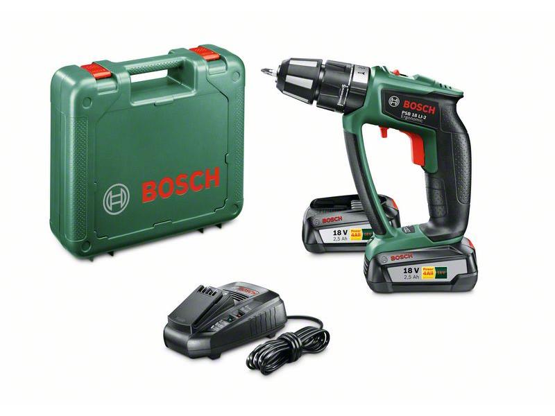 Akumulatorski vijačnik Bosch PSB 18 LI-2 Ergonomic, 18V, 13mm, 1.30kg, 06039B0301