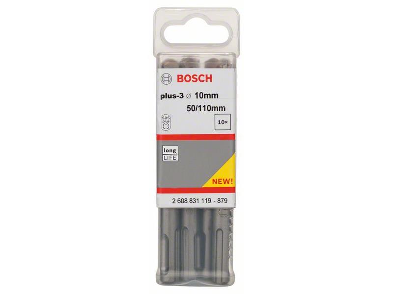 Udarni svedri Bosch SDS-plus-3, Dimenzije: 10 x 50 x 110 mm, Pakiranje po 10 kosov