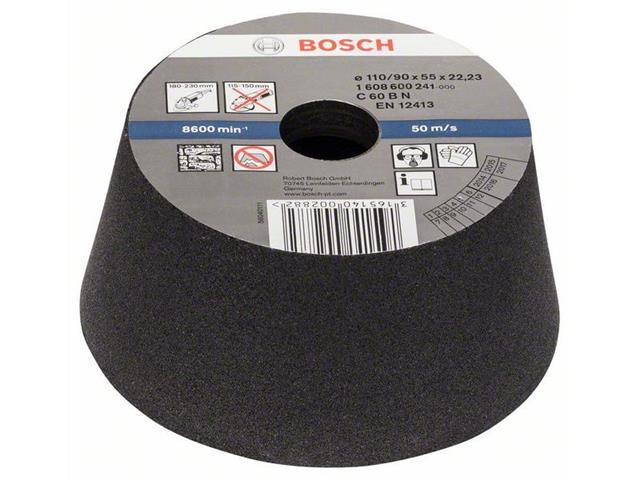 Brusilni lonec Bosch, konični-kamen/beton, Dimenzije: 110/90x55x22,23mm, Zrnatost: 60, 1608600241