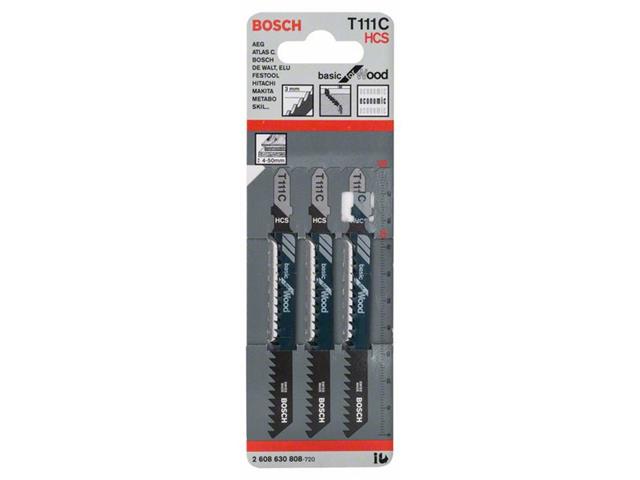 List vbodne žage Bosch HCS Basic for Wood T 111 C , Dolžina: 100mm, Delitev zob: 3mm, 2608630808