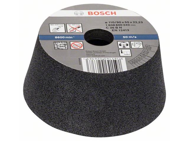 Brusilni lonec Bosch, konični-kamen/beton, Dimenzije: 110/90x55x22,23mm, Zrnatost: 36, 1608600240