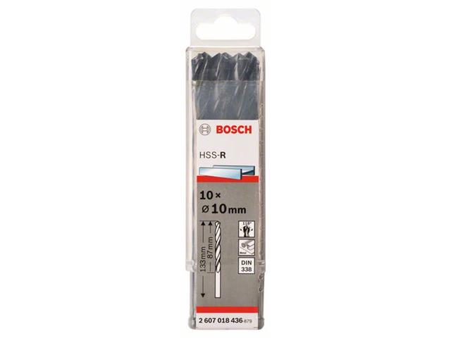 HSS Sveder za kovino Bosch DIN 338, Pakiranje: 10kos, Dimenzije: 10x87x133mm, 2607018436