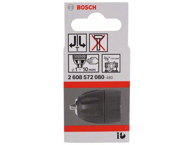Hitrovpenjalna vrtalna glava Bosch do: 10 mm P = 1, Vpetje od: 0–10 mm, Navoj: 3/8, 2608572080 
