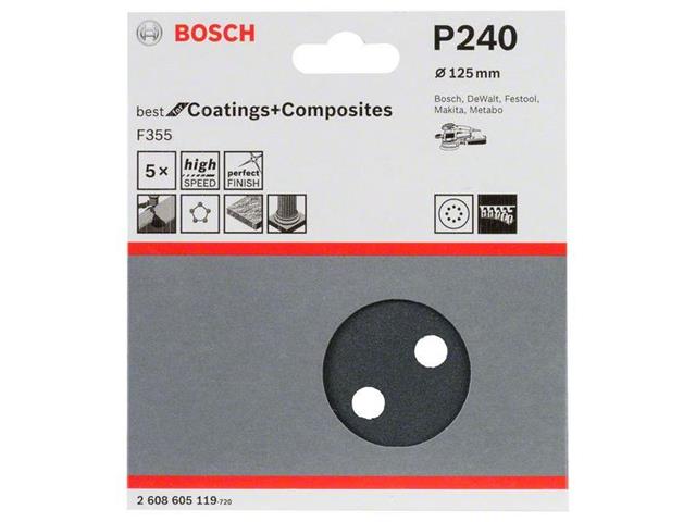 Brusilni list F355 Bosch, 125mm, 240, 2608605119