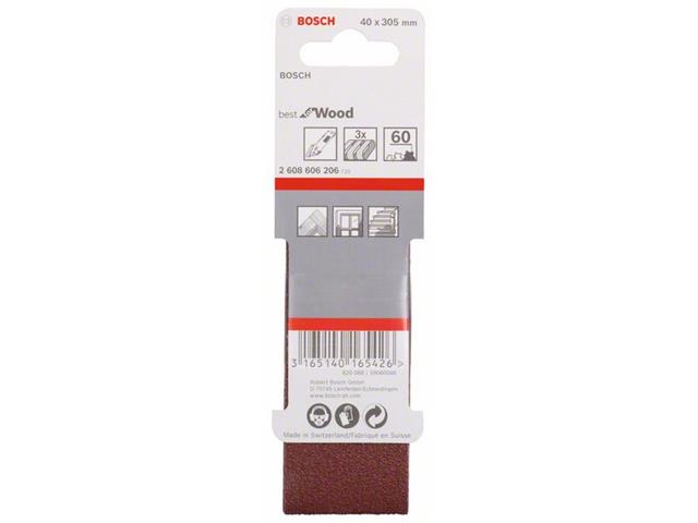 3-delni komplet brusilnih trakov X440  Bosch, Dimenzija: 40x305 mm, Zrnatost: 60, 2608606206