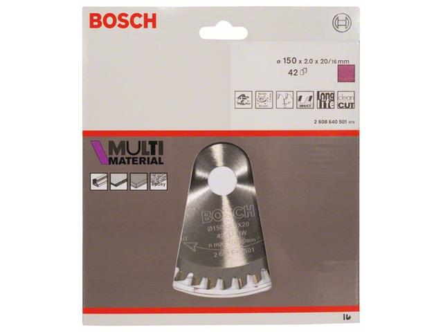 List krožne žage Bosch Multi Material, Dimenzije: 150x20/16x2,0mm, Zob: 42, 2608640501