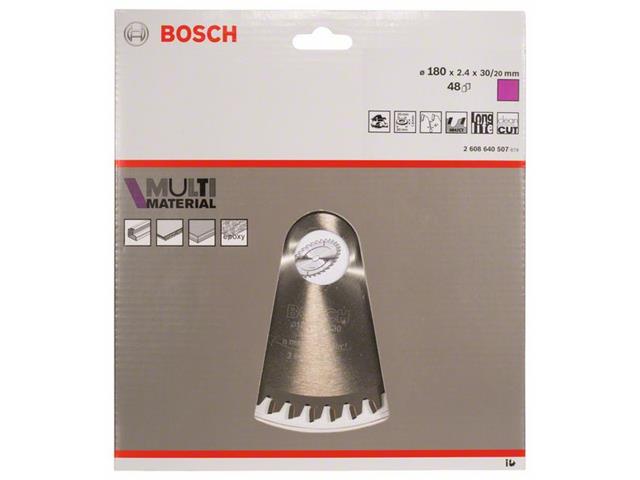 List krožne žage Bosch Multi Material, Dimenzije: 180x30/20x2,4mm, Zob: 48, 2608640507