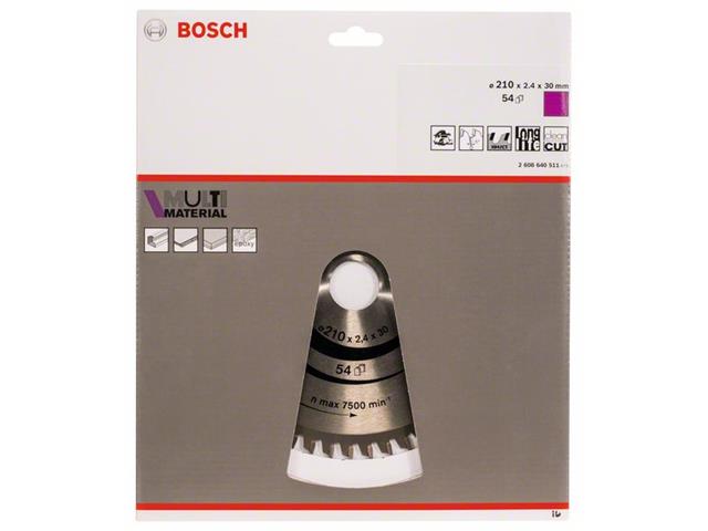 List krožne žage Bosch Multi Material, Dimenzije: 210x30x2,4mm, Zob: 54, 2608640511