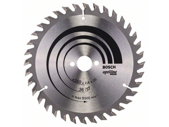 List krožne žage, Bosch Optiline Wood, Dimenzije: 160 x 20/16 x 2,6 mm, 36 zob, 2608650597
