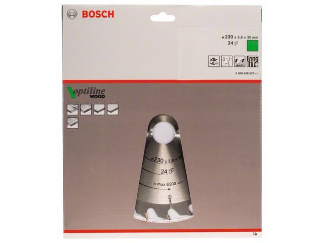 List krožne žage Bosch Optiline Wood, Dimenzije: 230x30x2,8mm, Zob: 24, 2608640627