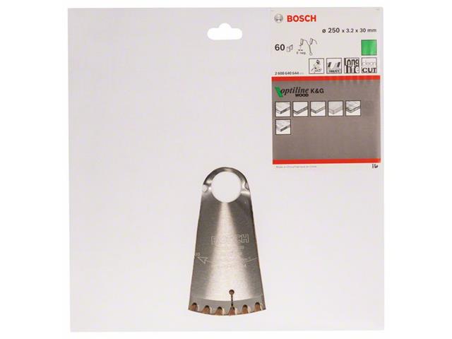 List krožne žage Bosch Optiline Wood, Dimenzije: 250x30x3,2mm, Zob: 60, 2608640644