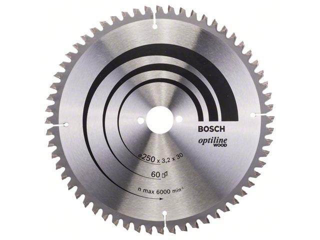 List krožne žage Bosch Optiline Wood, Dimenzije: 250x30x3,2mm, Zob: 60, 2608640644