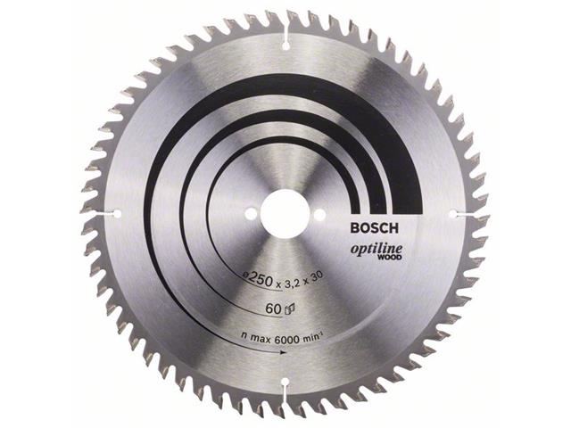 List krožne žage Bosch Optiline Wood, Dimenzije: 250x30x3,2mm, Zob: 60, 2608640665