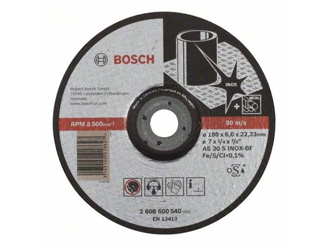 Kolenasta groba brusilna plošča Expert for Inox AS 30 S INOX BF, 180 mm, 6,0 mm