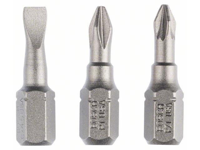3-delni komplet vijačnih nastavkov Extra-Hart (mešani) S 0,6x4,5; PH1; PZ1; 25 mm
