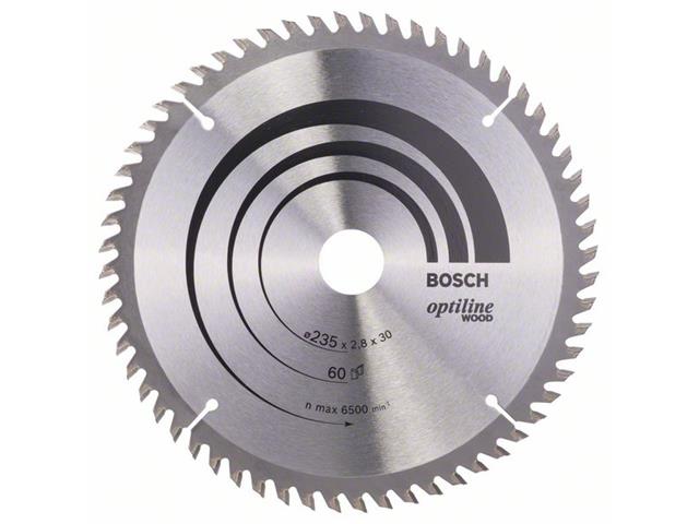 Žagin list Bosch, Optiline Wood, Dimenzije: 235x2.8x30mm, (les), 60 Zob, 2608641192