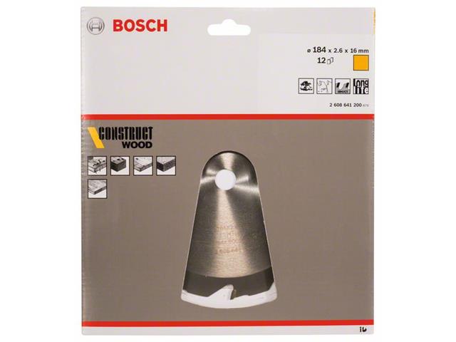 List krožne žage Bosch Construct Wood, Dimenzije: 184x16x2,6mm, Zob: 12, 2608641200