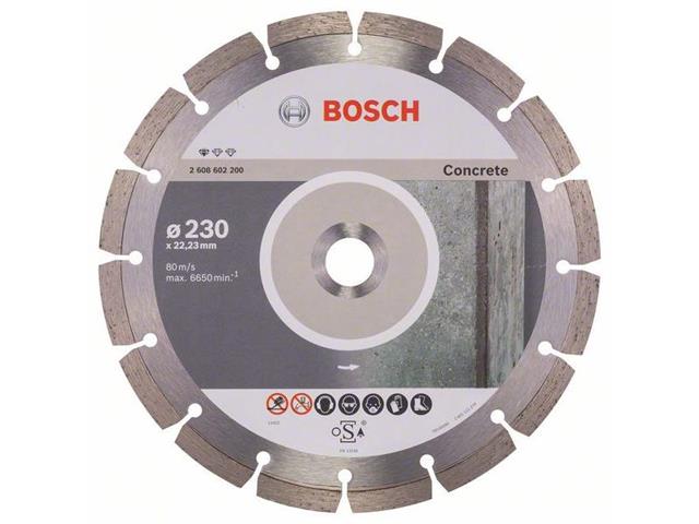 Diamantna rezalna plošča Bosch Standard for Concrete, Dimenzije:  230x22,23x2,3x10mm, 2608602200