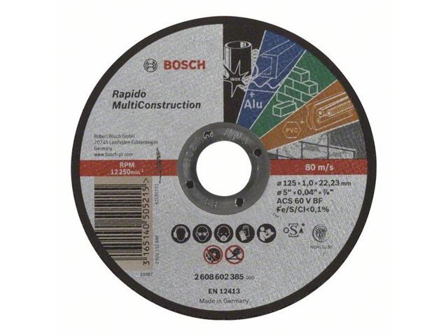 Ravna rezalna plošča Bosch Rapido Multi Construction ACS 60 V BF, Pakiranje: 25kos, Dimenzije: 125x22,23x1mm, 2608602385