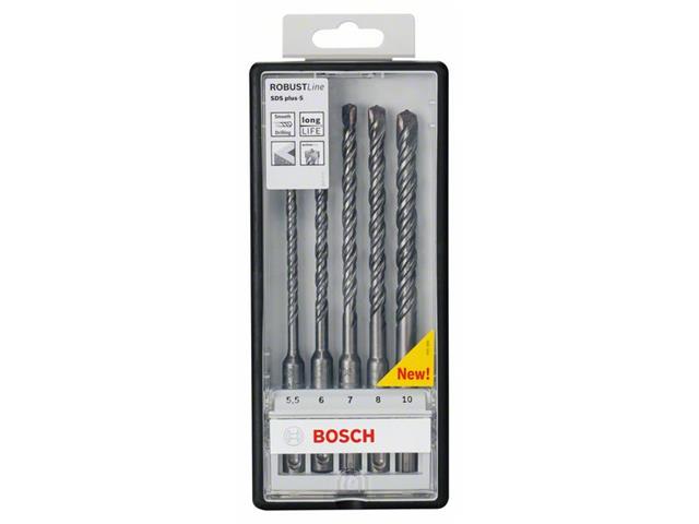 5-delni komplet udarnih svedrov Bosch Robust Line SDS-plus-5, Dimenzije: 5,5,6,7,8,10 x 165mm